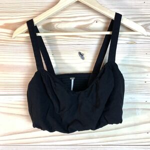 Free People Tank Top Women 6 Crop Smocked Bralette Black Whimsigoth Dark Boho